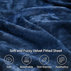 BEDELITE Velvet Fitted Sheet and Pillowcases Set, Luxury Soft Fuzzy Bottom Sheet - Image 3