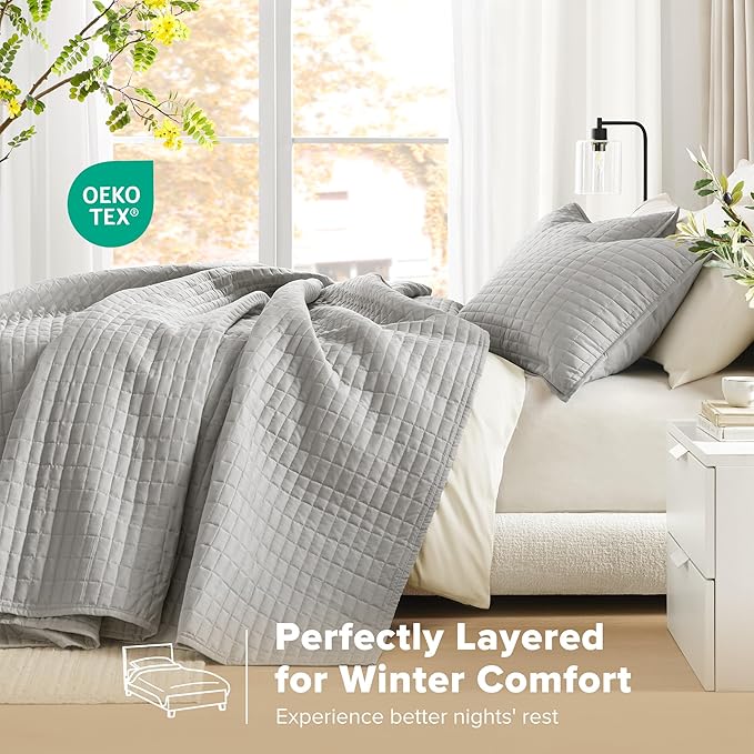 Comfort Spaces King Quilt Set Modern Reversible Diamond Coverlet Bedding Set - Image 3