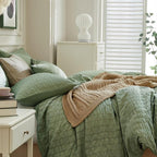 JELLYMONI Dark Green Duvet Cover Twin Size, Soft Breathable Seersucker Duvet - Image 7