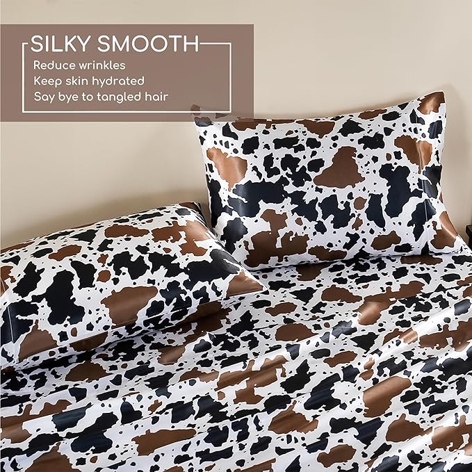 MR&HM Satin Sheets with Elastic Corner Straps, Twin XL Size 3-Piece Silky - Image 4