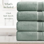 Springtree Home Luxury Bamboo Rayon Bath Towel Set of 4 | 35% Bamboo Rayon - Image 2