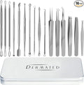 16 Pcs Blackhead Remover Tools 410 Grade Stainless Steel | Pimple Popper Tool by Dermated