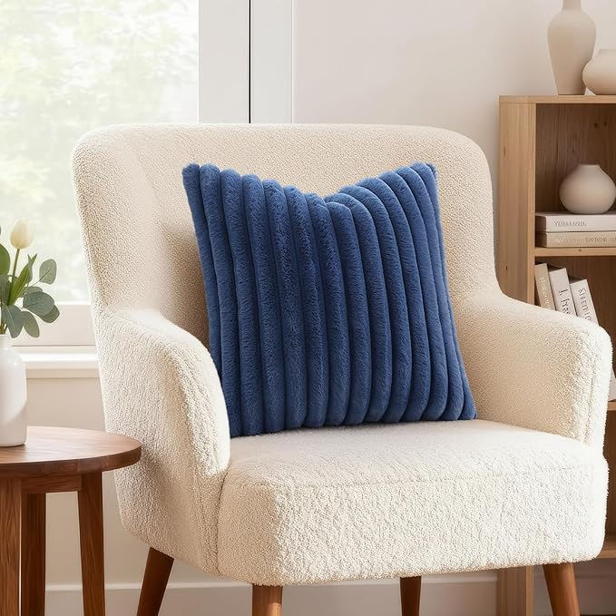 decorUhome Cozy Faux Fur Throw Pillow Covers 20x20 Set of 2 Decorative Soft - Image 4