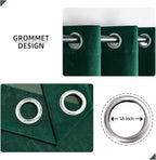 Joydeco Dark Green Velvet Curtains 63 Inches Long, Luxury Grommet Blackout - Image 2