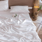 MooMee Striped Duvet Cover Set 100% Washed Cotton Linen Like Textured - Image 2