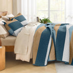 Litanika Quilt Queen Size FBird, Stripe Patchwork Summer Bedspread Coverlet 3 - Image 2