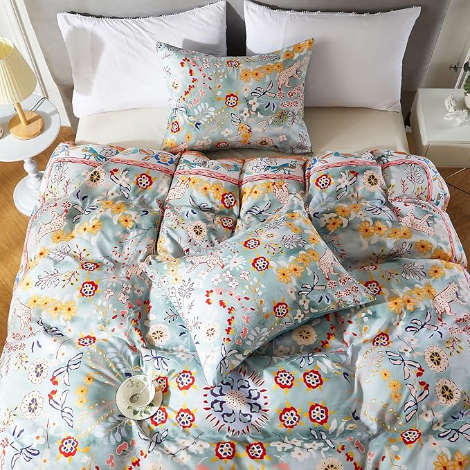 Cupocupa Duvet Cover Queen Size Set Boho Floral Pattern Queen Christmas Duvet - Image 5