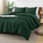 Andency Emerald Green Comforter King Size, Boho Dark Green Soft Warm Bedding - Image 2