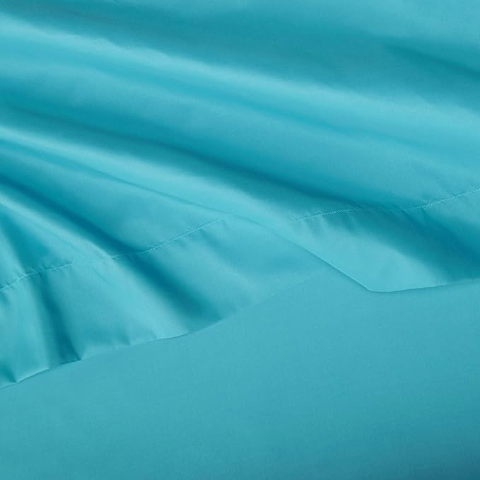 Amazon Basics Kid's Breathable Soft Microfiber 4-Piece Sheet Set, Bright Aqua - Image 4