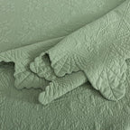 Brandream Luxury King Quilt Set Cotton Sage Green Floral Vine Stitching - Image 8