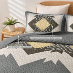 Dintszyayue Boho Quilt Set King Size, 3 Pieces Texture Southwestern Gray - Image 4