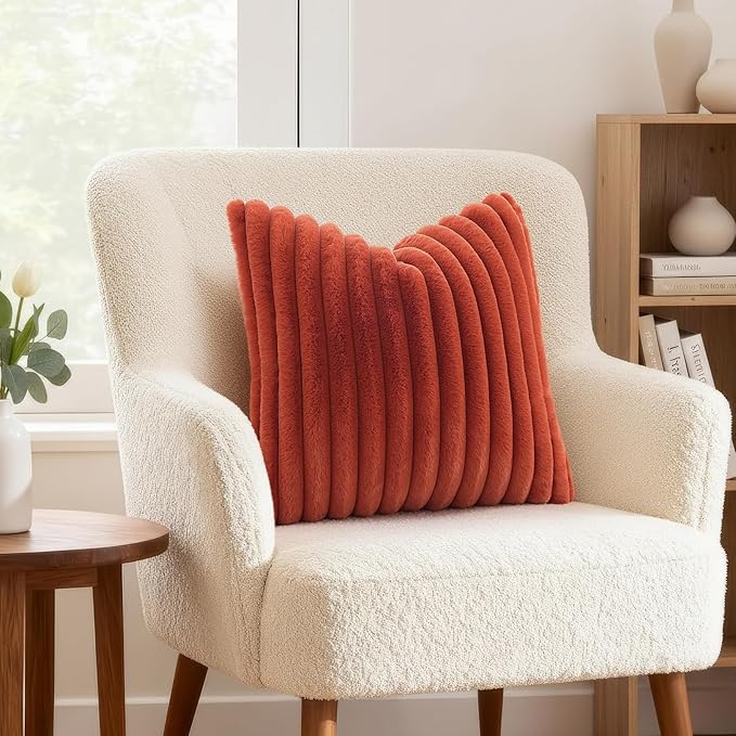 decorUhome Cozy Faux Fur Throw Pillow Covers 20x20 Set of 2 Decorative Soft - Image 4