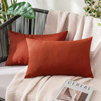 MIULEE Pack of 2 Decorative Outdoor Solid Waterproof Throw Pillow Covers Faux by MIULEE