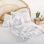 JANZAA Quilts Queen Size White Floral Bed Spread - Image 8
