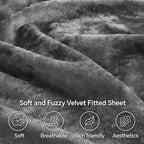 BEDELITE Velvet Fitted Sheet and Pillowcase Set, Luxury Soft Fuzzy Bottom Sheet - Image 3