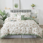FADFAY Floral Bedding Set Full 100% Cotton Shabby and Chic Beige Green - Image 9