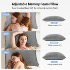 puredown King Size Pillows Set of 2, Shredded Memory Foam Pillows, Cooling - Image 4