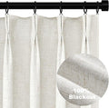 Topfinel 100% Blackout Linen Curtains 80 Inch Length, Pinch Pleated Oatmeal by Topfinel