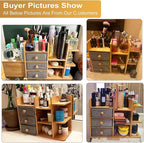 Large Makeup Organizer For Vanity, Large Capacity 3 Tiers Bamboo Bathroom - Image 9