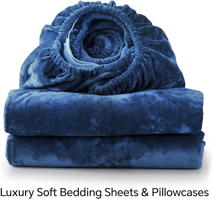 BEDELITE Velvet Fitted Sheet and Pillowcase Set, Luxury Soft Fuzzy Bottom Sheet - Image 8