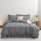MKXI Black and White Gingham Duvet Cover Full, 3-Piece Ruffled Bedding Set - Image 5