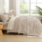 Andency Khaki Comforter Set King Size, Farmhouse Shabby Chic Boho Soft Fluffy - Image 7