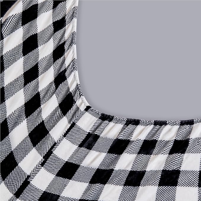 BEDELITE Fleece Sheets Queen Size Bed Set, Luxury Red and Black Plaid Winter - Image 5