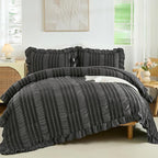 WONGS BEDDING Queen Comforter Set, Dark Grey Boho Comforter Set Queen, Shabby - Image 9