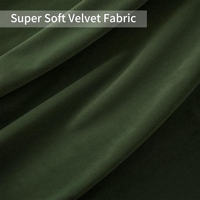 Joydeco Olive Green Velvet Curtains 72 inch Length 2 Panels, Luxury Blackout - Image 5