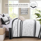 Quilt Set Queen Size, 3 Piece Soft Lightweight Microfiber Quilt Bedding Set - Image 4