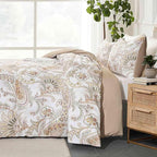 Nanko Paisley Comforter Set King Size 3 Pcs, Tan Taupe Classy Boho Damask - Image 3