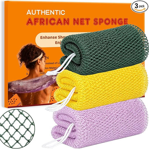 African Net Sponge Authentic, 3 Pieces African Exfoliating Net Sponge Body Back by Unknown