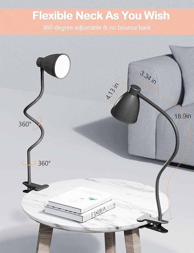 BOHON Desk Lamp 5 Color Modes 10 Brightness Dimmer Reading Light 10W 38 LED - Image 5