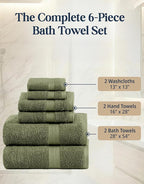 LANE LINEN Luxury Cotton Bath Towel Pack of 6 - Image 4