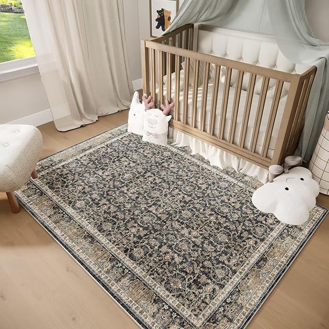 Washable 2x3 Entryway Rug, Boho Non-Slip Door Mat Vintage Distress Small Rugs - Image 3