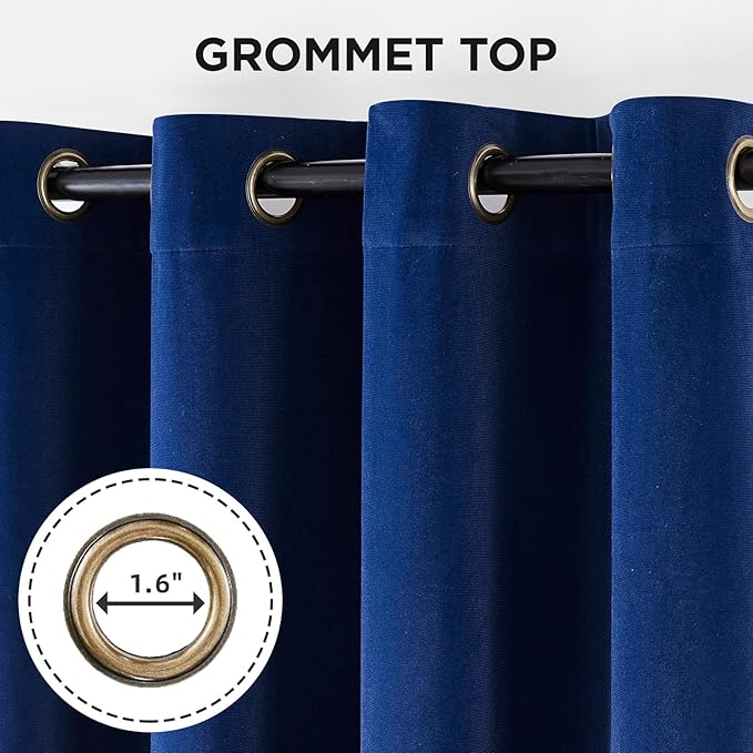 Joydeco Royal Blue 100% Blackout Curtains 84 Inch 2 Panels, Luxury Thermal - Image 3