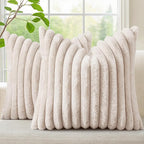 decorUhome Summer Cozy Faux Fur Throw Pillow Covers 20x20 Set of 2 Decorative by decorUhome