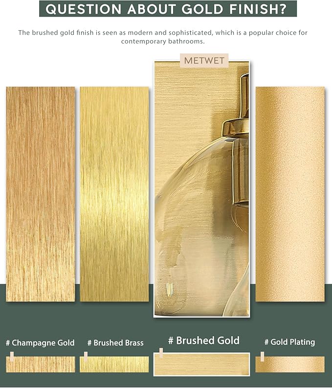 Bathroom Light Fixtures, 5 Light Brushed Gold Vanity Light, 32 Inch Modern Wall - Image 2