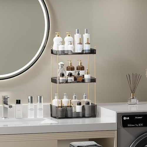 Akinbas 3 Tier Bathroom Organizer Countertop Makeup Perfume Tray Skincare - Image 2