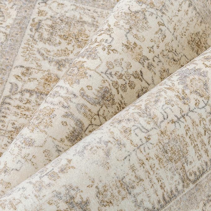 Light Brown Runner Rug 2x7 Hallway Machine Washable Kitchen Vintage Distressed - Image 8