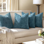 MIULEE Pack of 4 Couch Throw Pillow Covers 18x18 Inch Smoke Blue Soft - Image 5