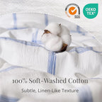 Blue Plaid Duvet Cover Queen Size, 100% Soft Washed Cotton Queen Duvet Cover - Image 3