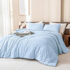Andency Light Blue Comforter Set Queen Size, Boho Soft Warm Tufted Bedding - Image 2
