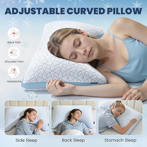 A-Pce Adjustable Pillow, King Size Set of 2 Bed Pillows - Image 2
