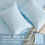 Blue Duvet Cover Queen Size, 100% Sandwashed Cotton Soft Queen Duvet Cover Set - Image 6