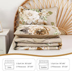 WONGS BEDDING Floral Quilt Set Khaki King, 3 Pieces Botanical Quilted Printed - Image 7