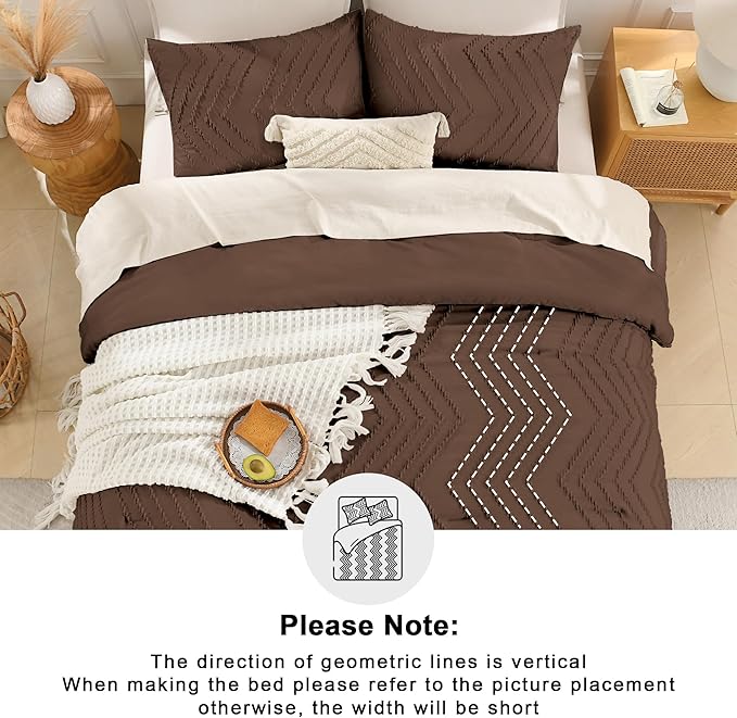 Andency Brown Comforter Set King Size, Boho Soft Warm Tufted Bedding Comforter - Image 5