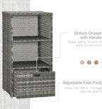 Outsunny Valet Pool Towel Rack, Waterproof PE Plastic Rattan Wicker Storage - Image 6
