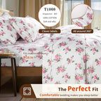 LBRO2M 1000 Thread Count Sheets 100% Egyptian Cotton Bedding Set Floral King - Image 3