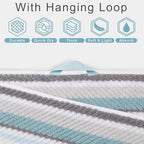 VOOVA & MOVAS Bathroom & Guest Room Aqua Striped Bath Towels - Image 2